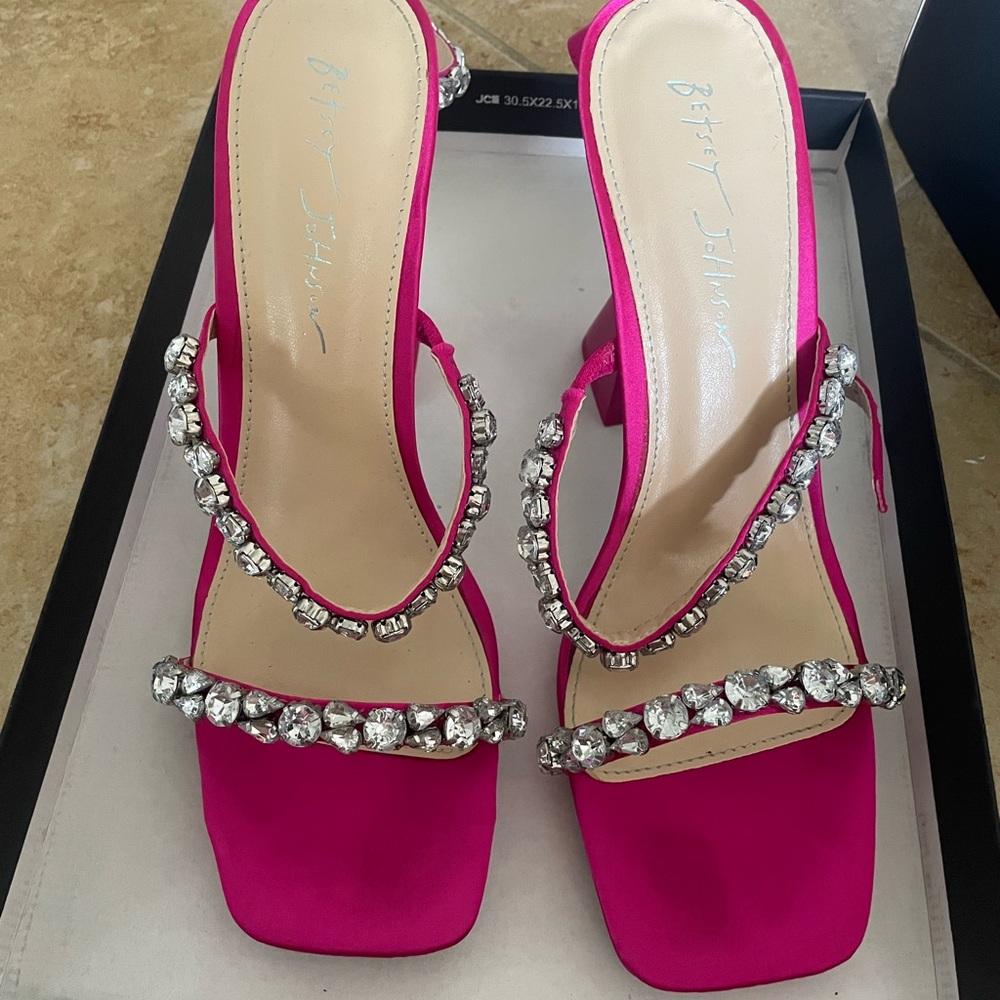 Betsey Johnson Fuchsia Crystal Heels